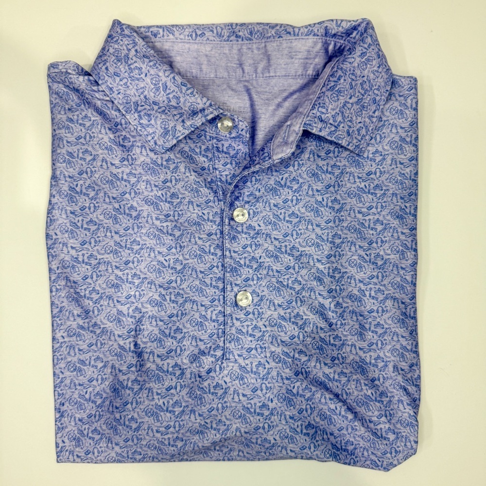 Hickey Freeman Men’s Purple Party Print Polo Shirt Size M